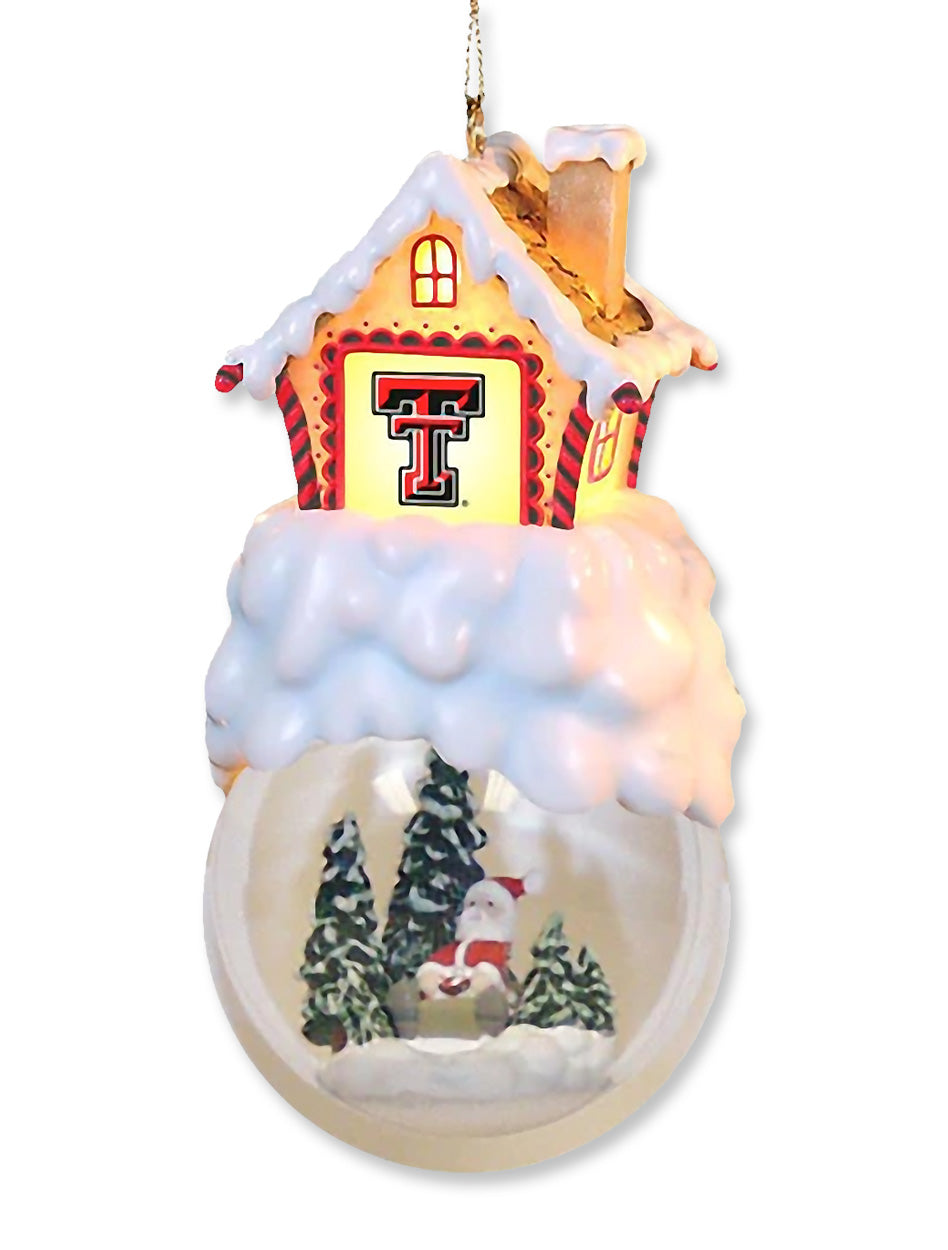 Texas Tech "Home Sweet Home" Ginger Bread House on Snow Globe Ornament