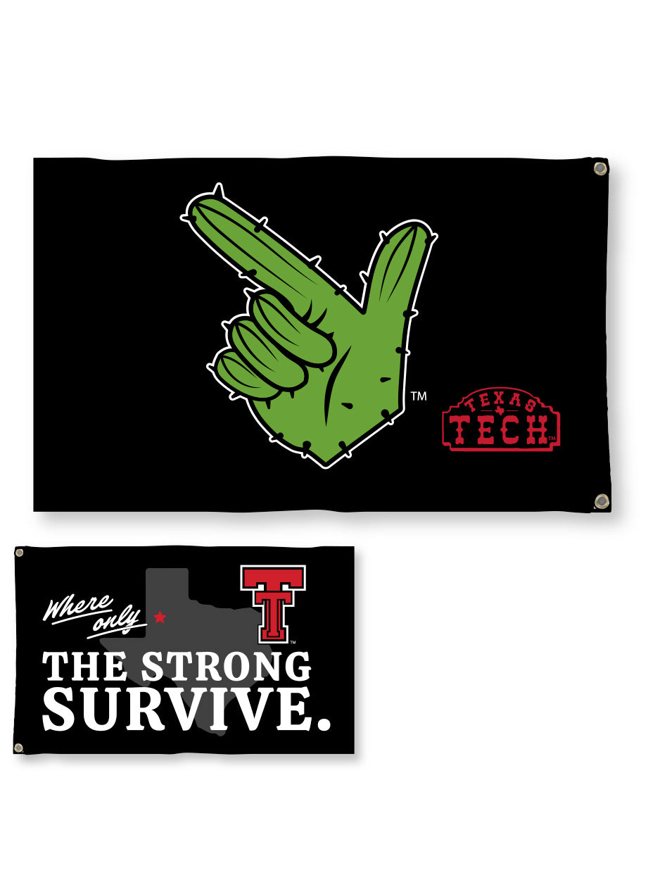 Texas Tech "Guns Up Cactus" 3'x5' Black Deluxe Flag