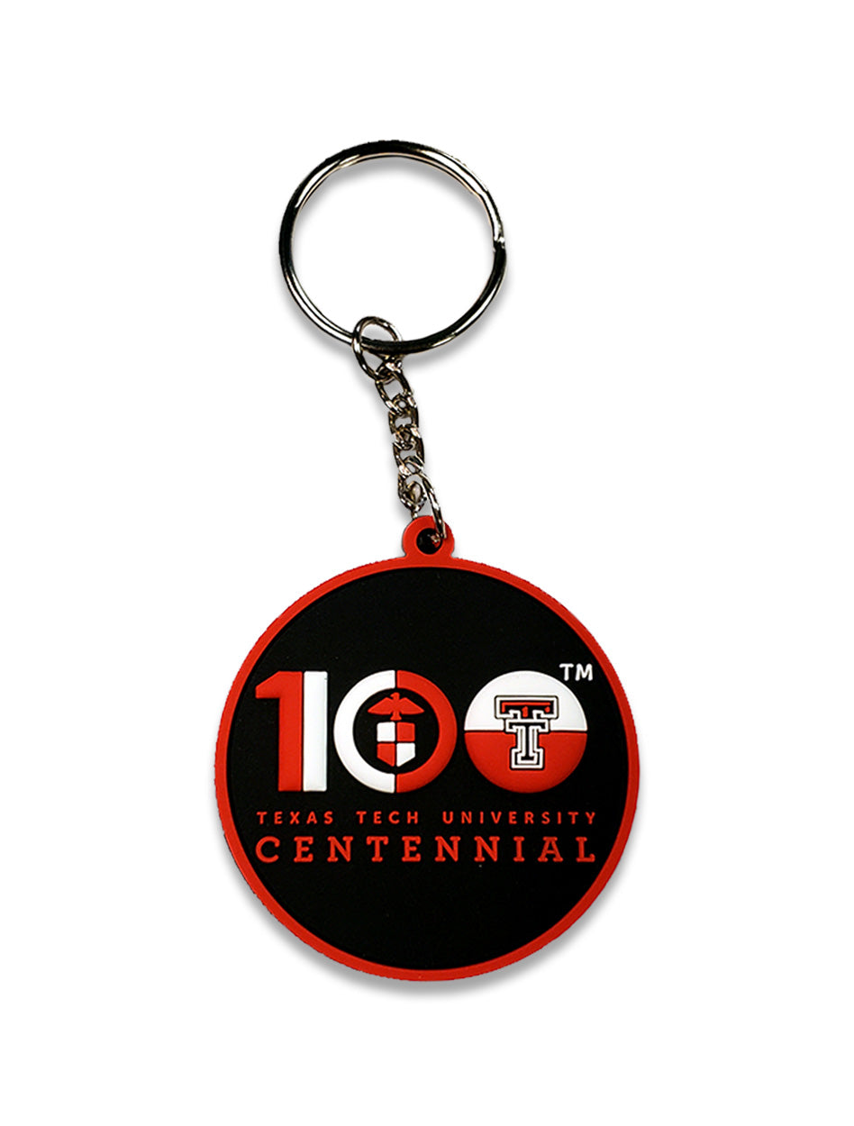 Texas Tech Centennial "100 Year Anniversary" 3D Black Rubber Keychain