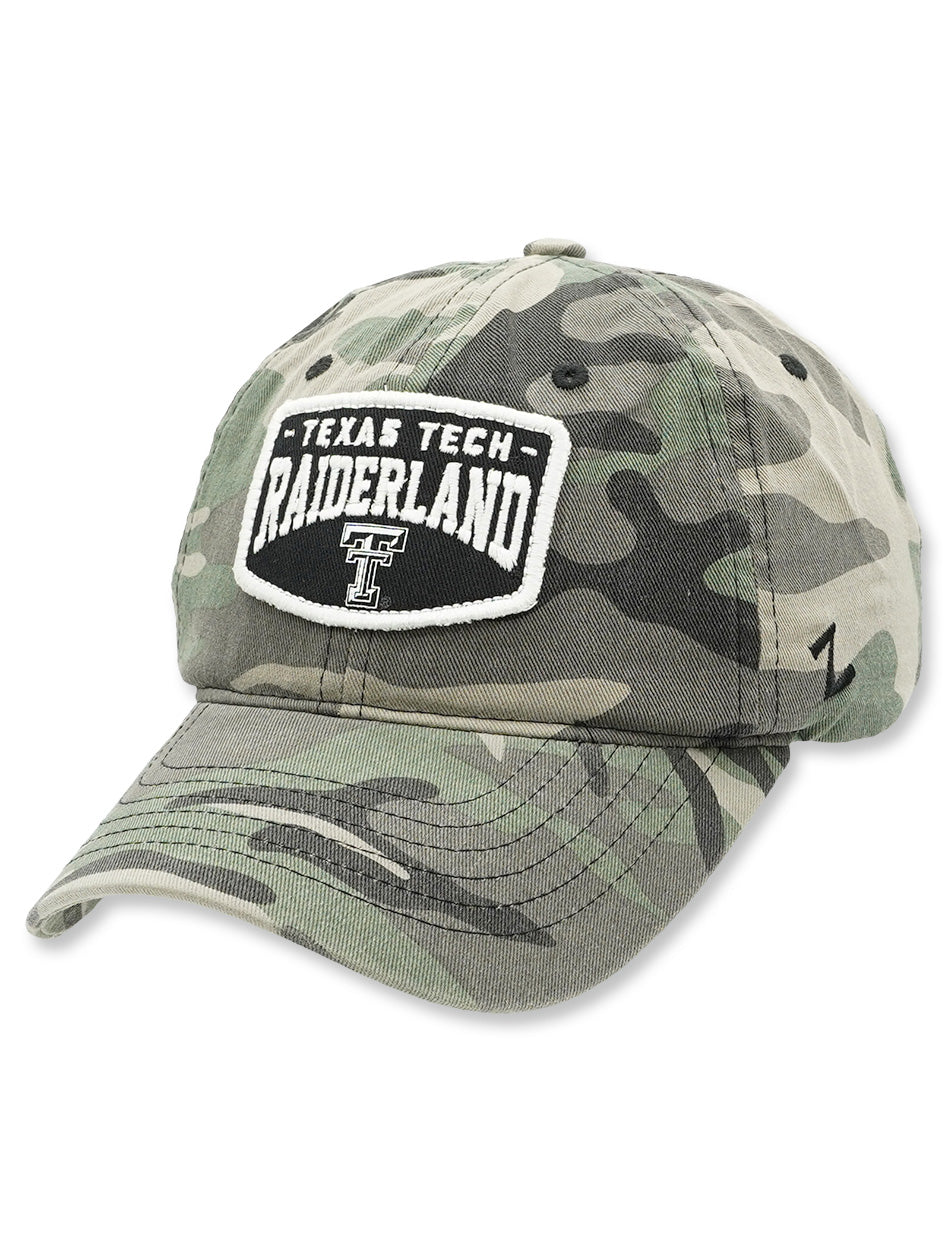 Zephyr Texas Tech "Fort Rucker" Raiderland Patch on Camo Adj. Cap