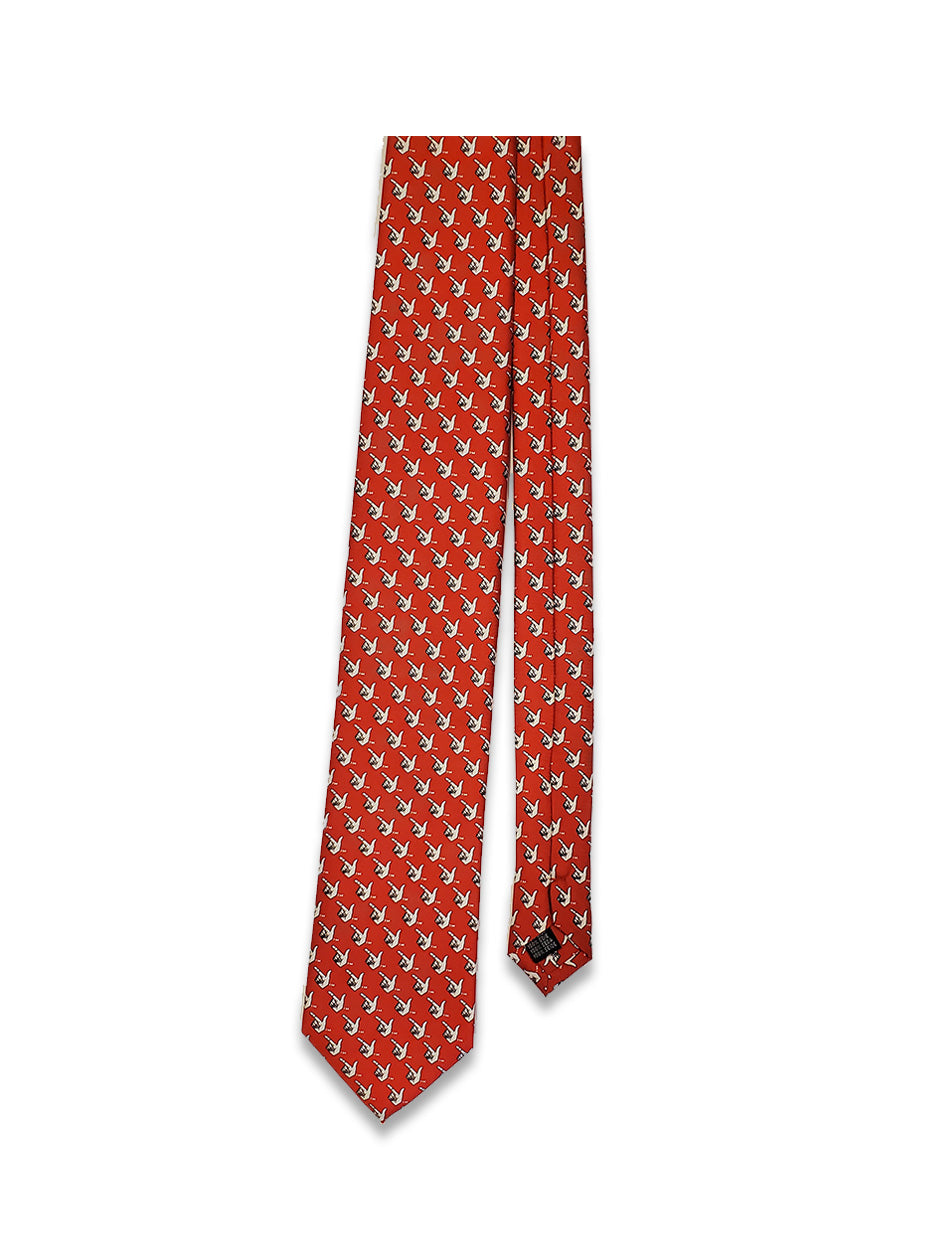 Texas Tech Dark Horse "Guns Up" Red Printed Silk Tie