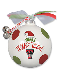 Texas Tech "Santa Hat" Polka Dot Ceramic Christmas Ornament