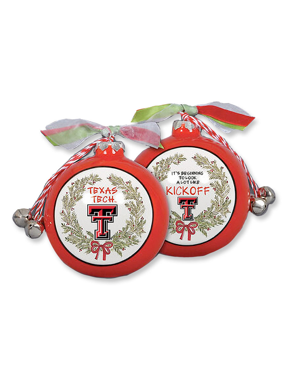 Texas Tech "Kick Off" Ceramic Christmas Ornament
