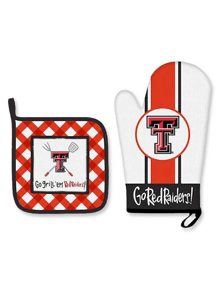 Texas Tech "Go Grill 'Em" Red Raiders Oven Mitt and Pot Holder Set