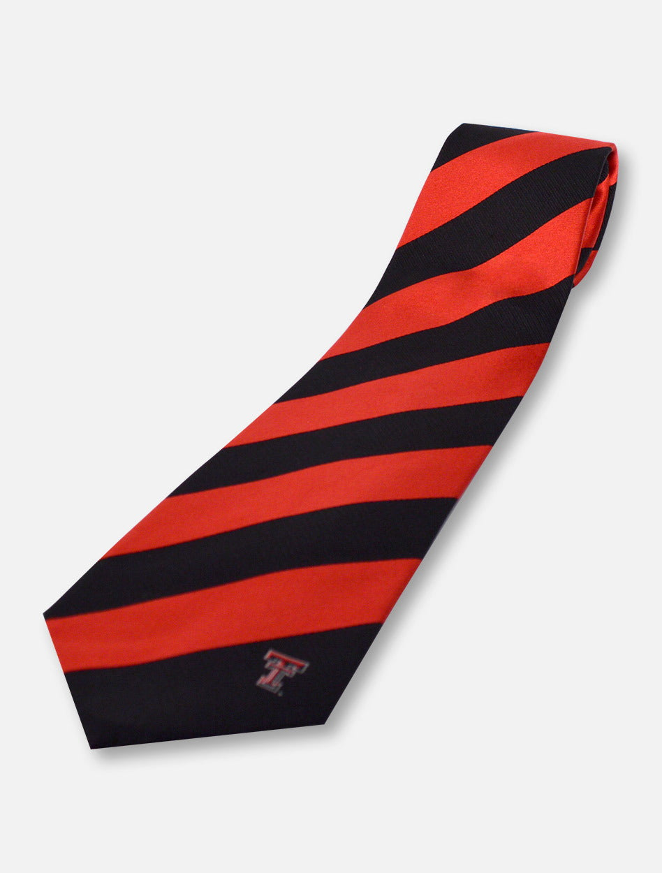 Eagels Wings Texas Tech Red Raiders Red and Black Striped Tie with Double T