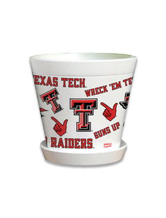 Texas Tech "Medley of Logos" 1 Qt.Flower Pot