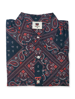 Wes & Willy Texas Tech Double T Paisley Button Down Short Sleeve Shirt