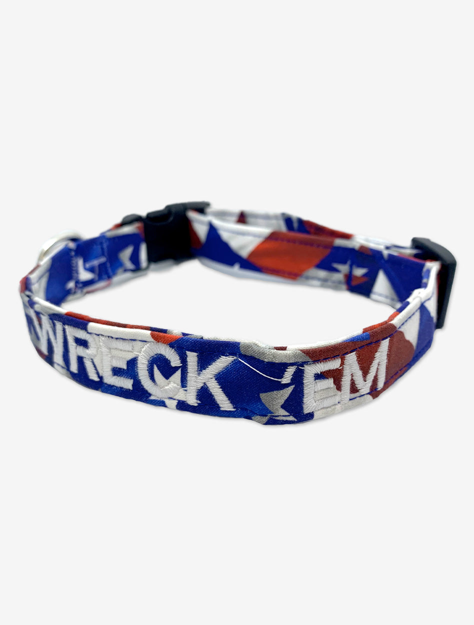 Wreck' Em Texas Flag Dog Collar