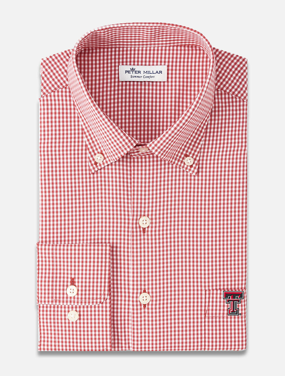 Peter Millar Texas Tech Red Raiders "Gingham Stretch Woven" Long Sleeve Button Down