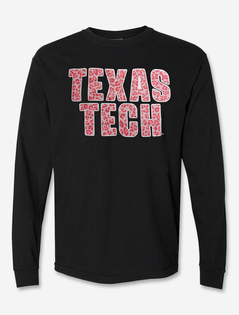 Texas Tech " Pink Leopard Stack" Long Sleeve Shirt