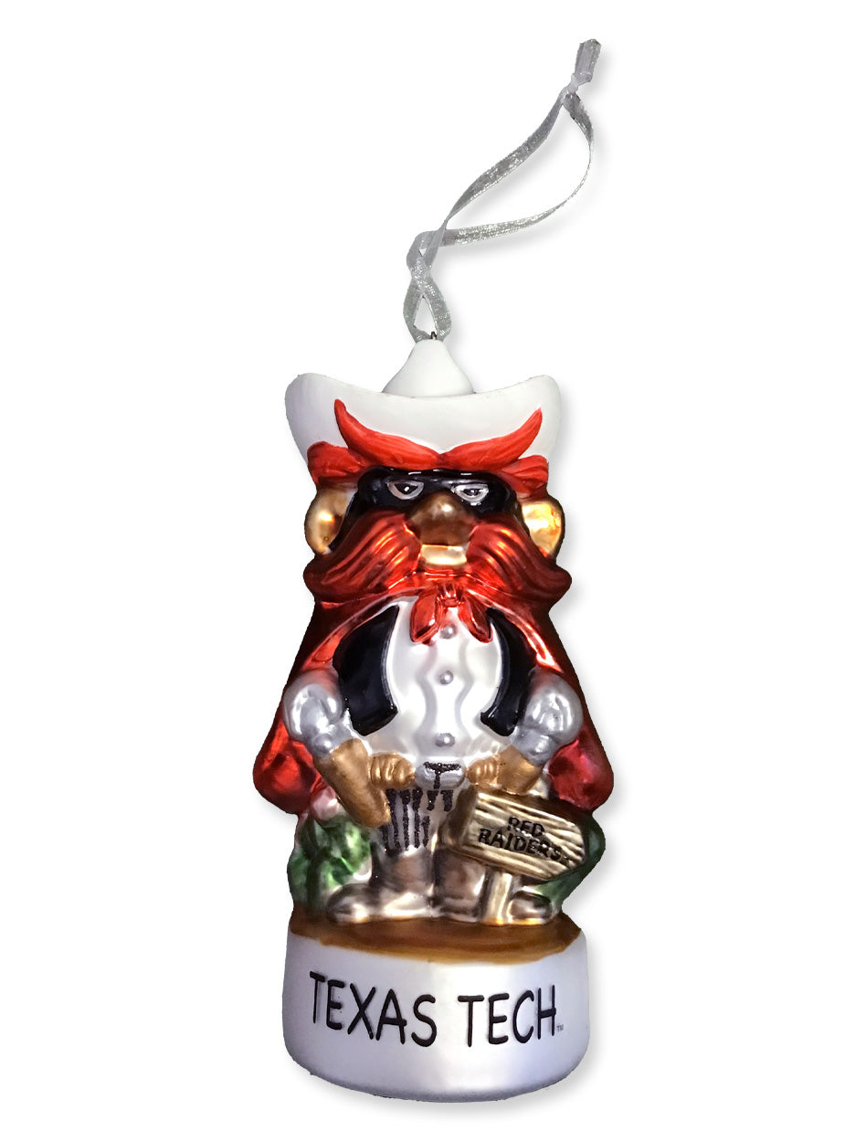 Texas Tech "Hand Painted Raider Red" Glass Ornament