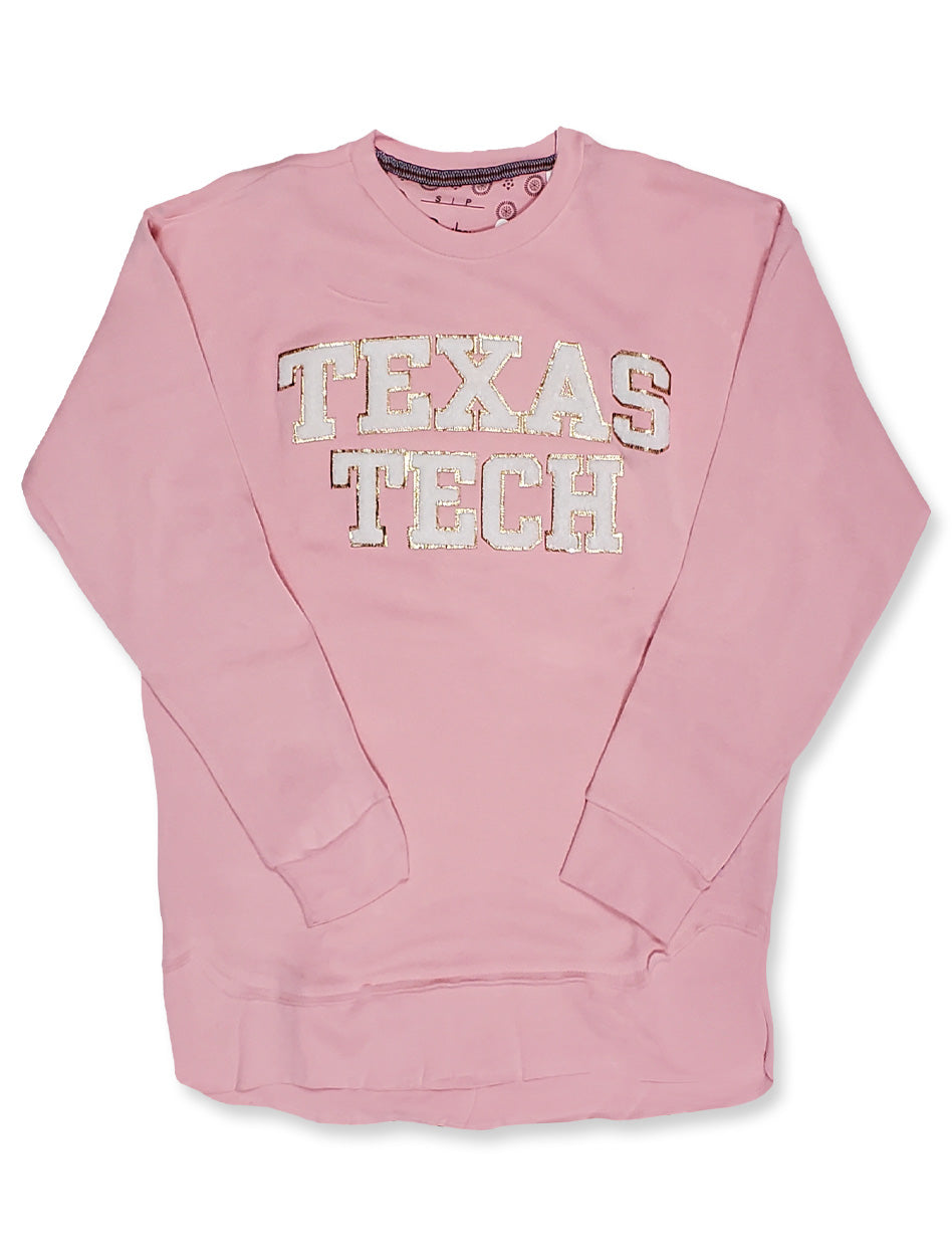 Press Box "Simply Chenille" Pink and White  Crew Neck Fleece