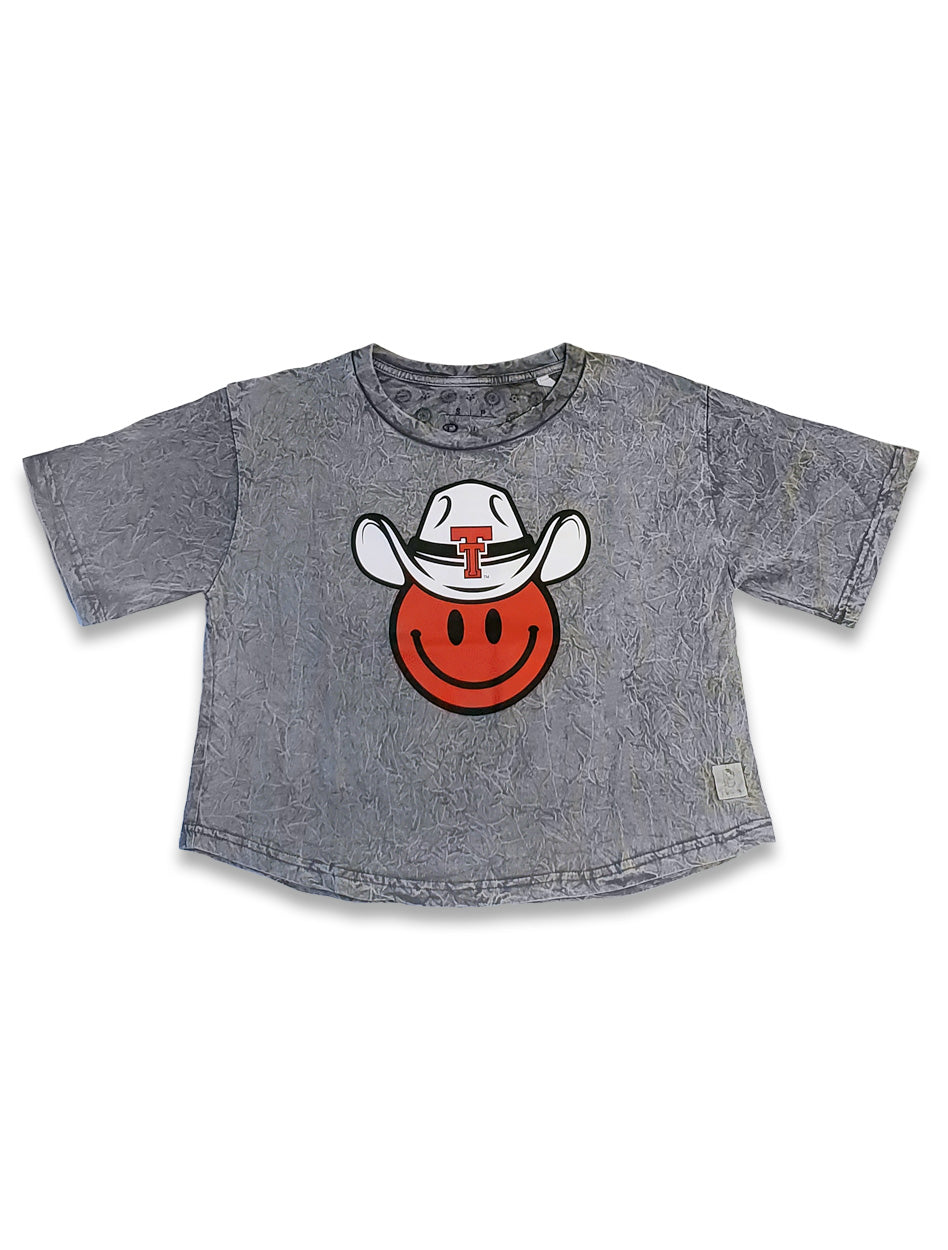 Texas Tech "Cowboy Up" MINERAL WASH Short Sleeve Crop Top