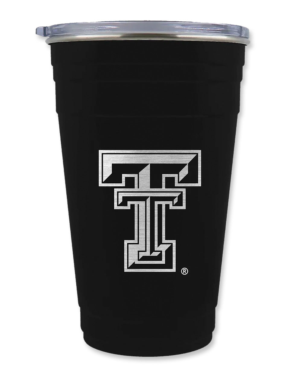 Texas Tech Double T Double Walled Metal "Solo Cup" with Lid
