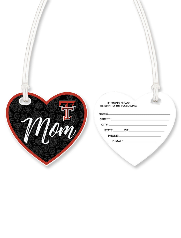 Texas Tech Double T Mom Heart Luggage Tag