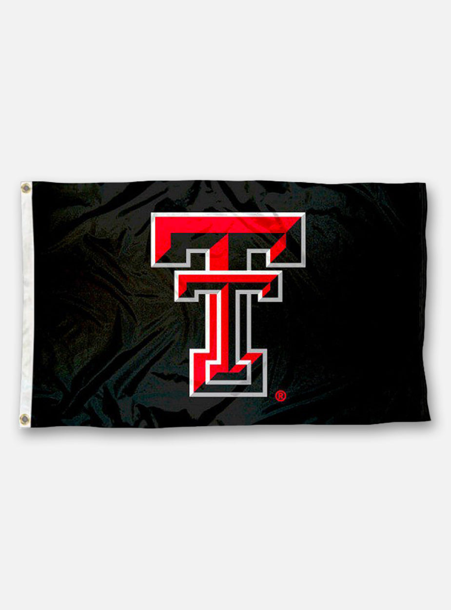 Texas Tech Large Double T Applique Black Silk Screen 3' x 5' Flag