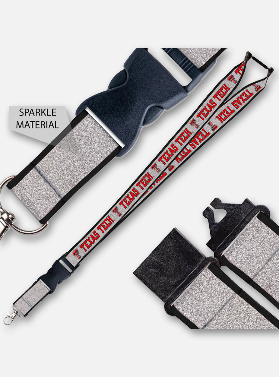 Texas Tech Red Raiders Silver Glitter Lanyard with Buckle