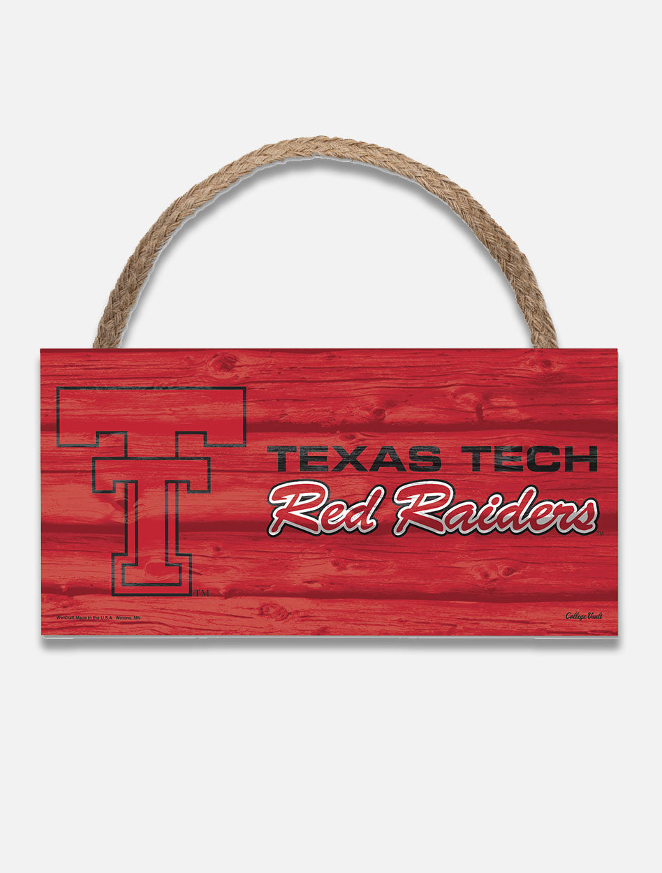 Texas Tech Throw Back Double T " Vault with Texas Tech Red Raiders" Wood Sign