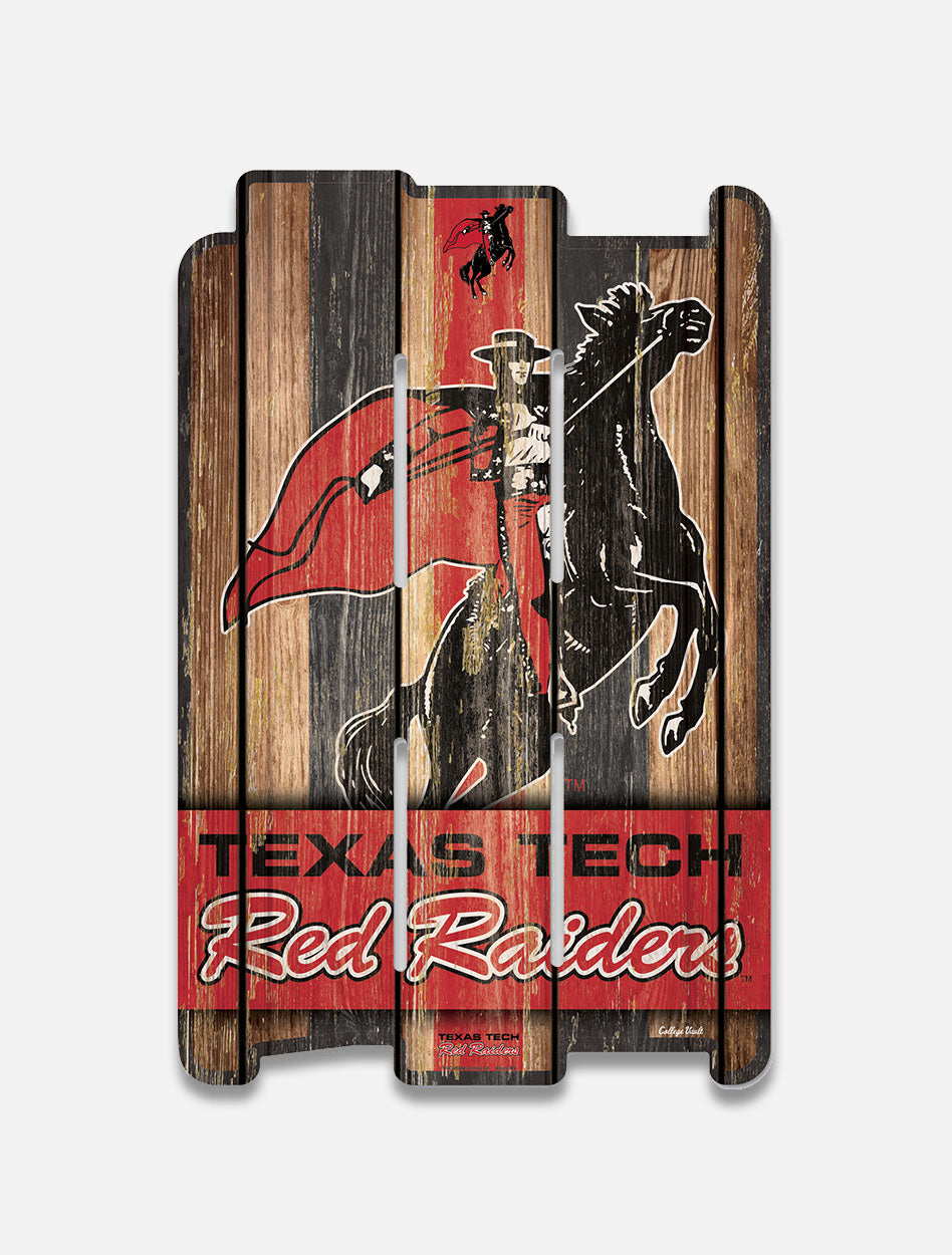 Texas Tech Red Raiders Vault Rearing Rider "Fence" Wood Sign