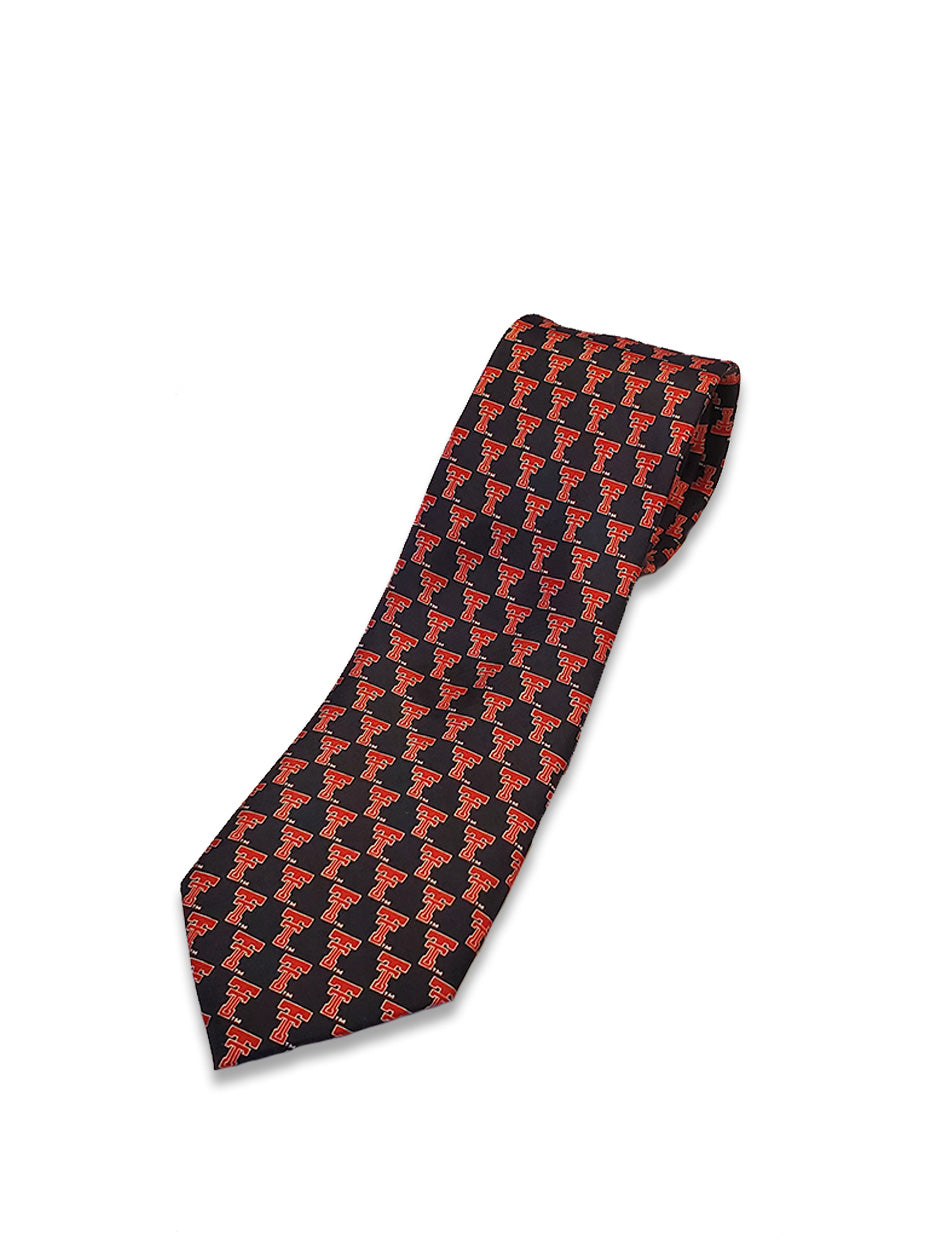 Texas Tech Dark Horse "Throwback" Black Printed Silk Tie