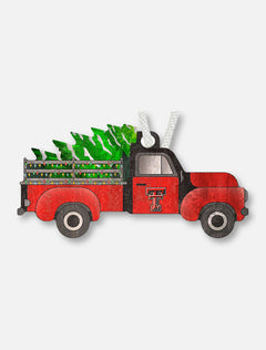 Texas Tech Christmas Truck Wooden Ornament
