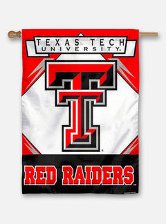 Vertical Texas Tech Red and White Flag