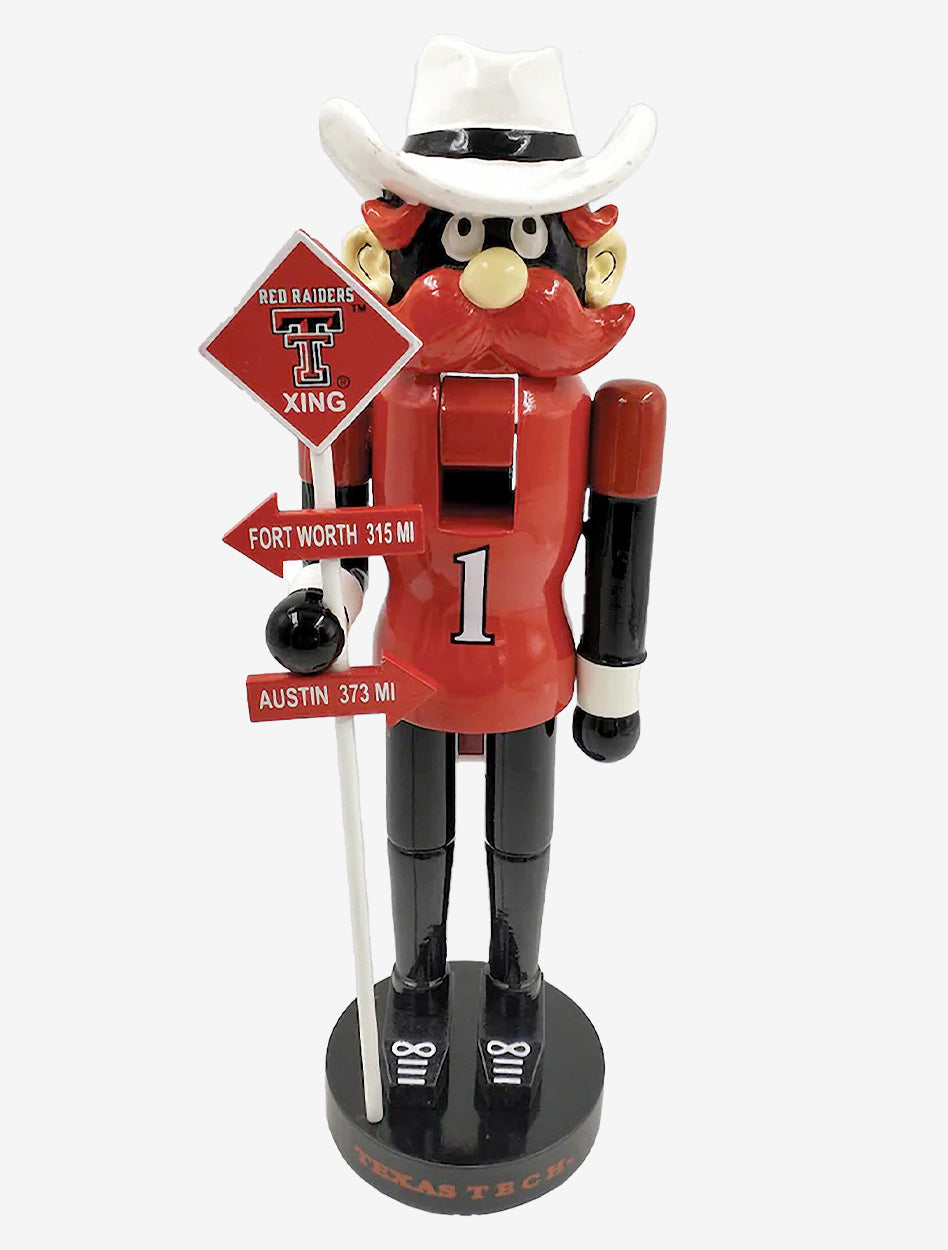 Texas Tech Double T Raider Red Mascot with Country Sign Nutcracker
