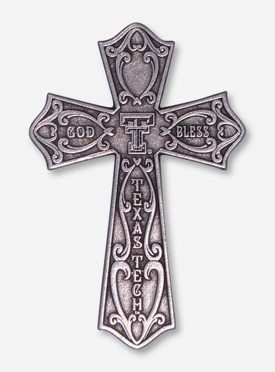 God Bless Texas Tech Pewter Cross Wall Hanging