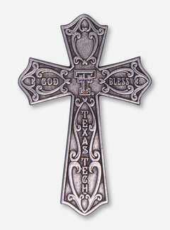 God Bless Texas Tech Pewter Cross Wall Hanging