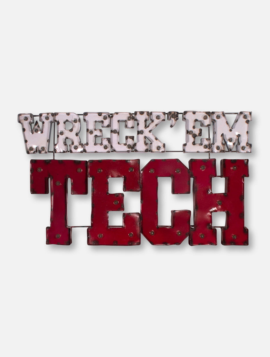 Texas Tech Red Raiders Wreck 'Em Tech Illuminated Metal Sign – Red ...