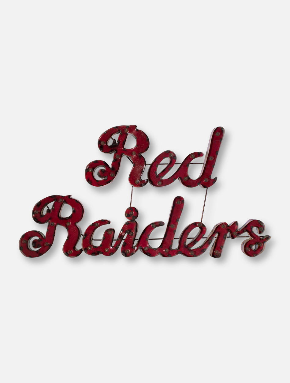 Red Raiders Script Illuminated Metal Sign