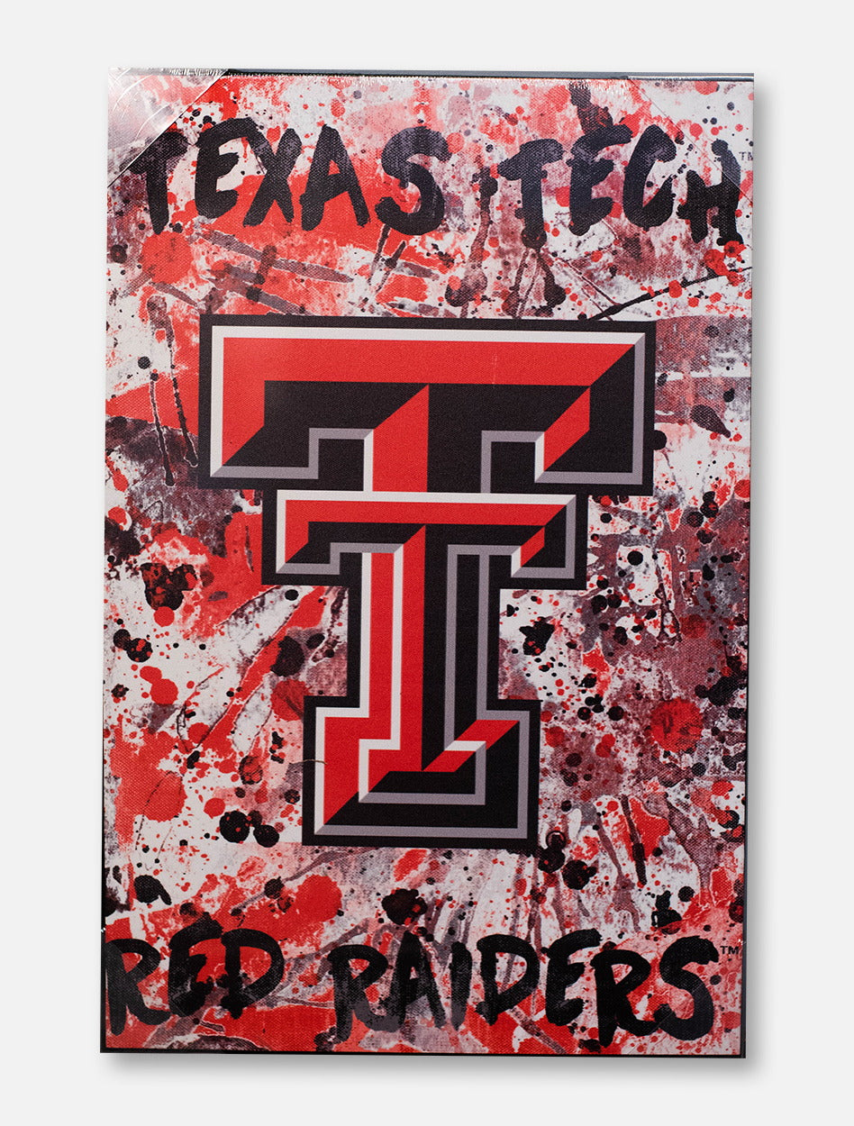 Texas Tech Double T on Graffiti Background Canvas 18 X 12 Print