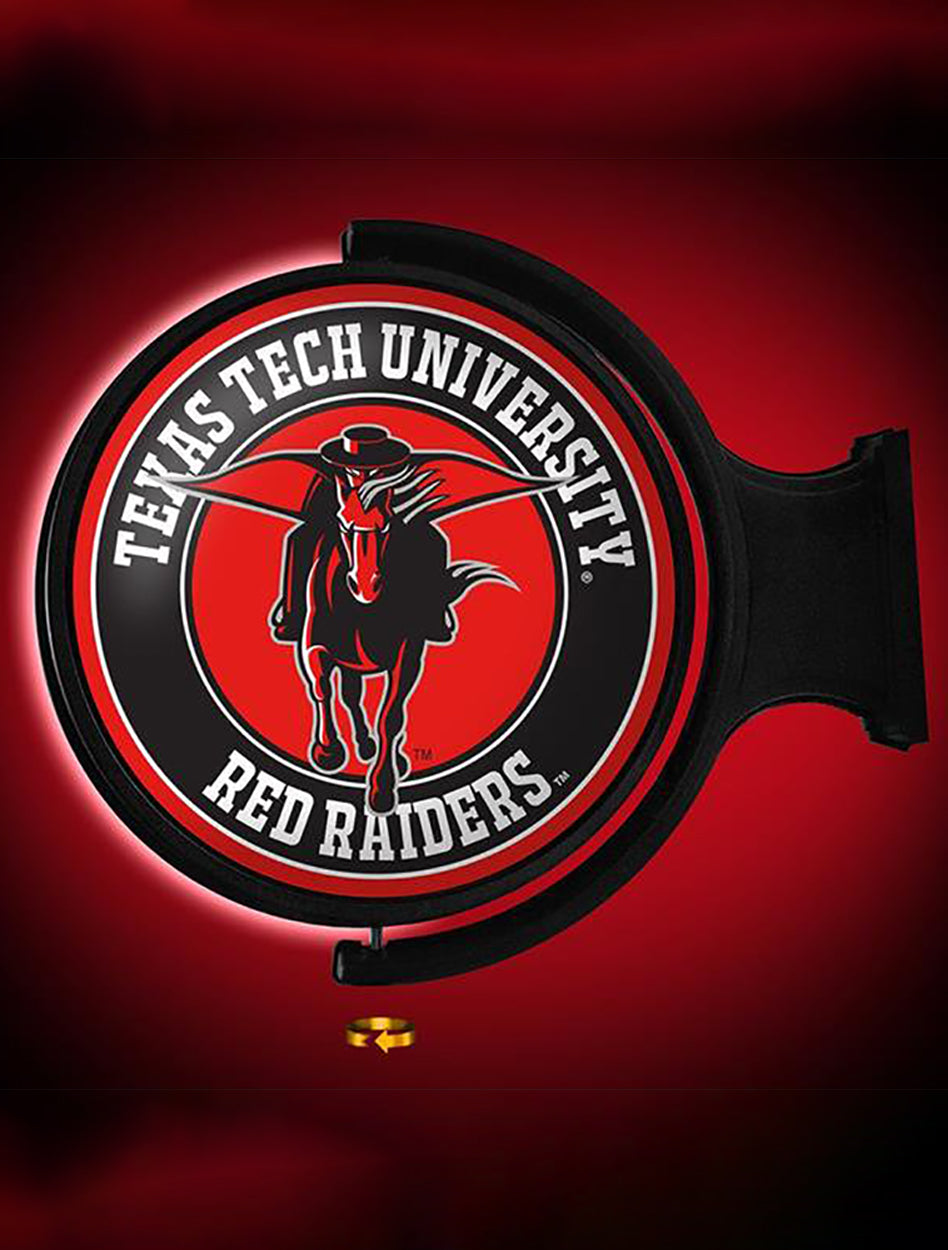 Texas Tech Illuminated Rotating Sign with Pride Logo and Masked Rider