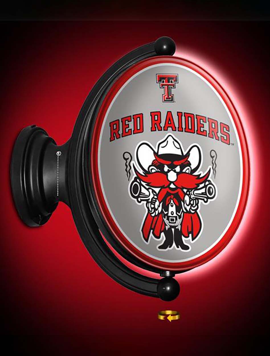 Texas Tech Illuminated Oval Rotating Sign with Raider Red