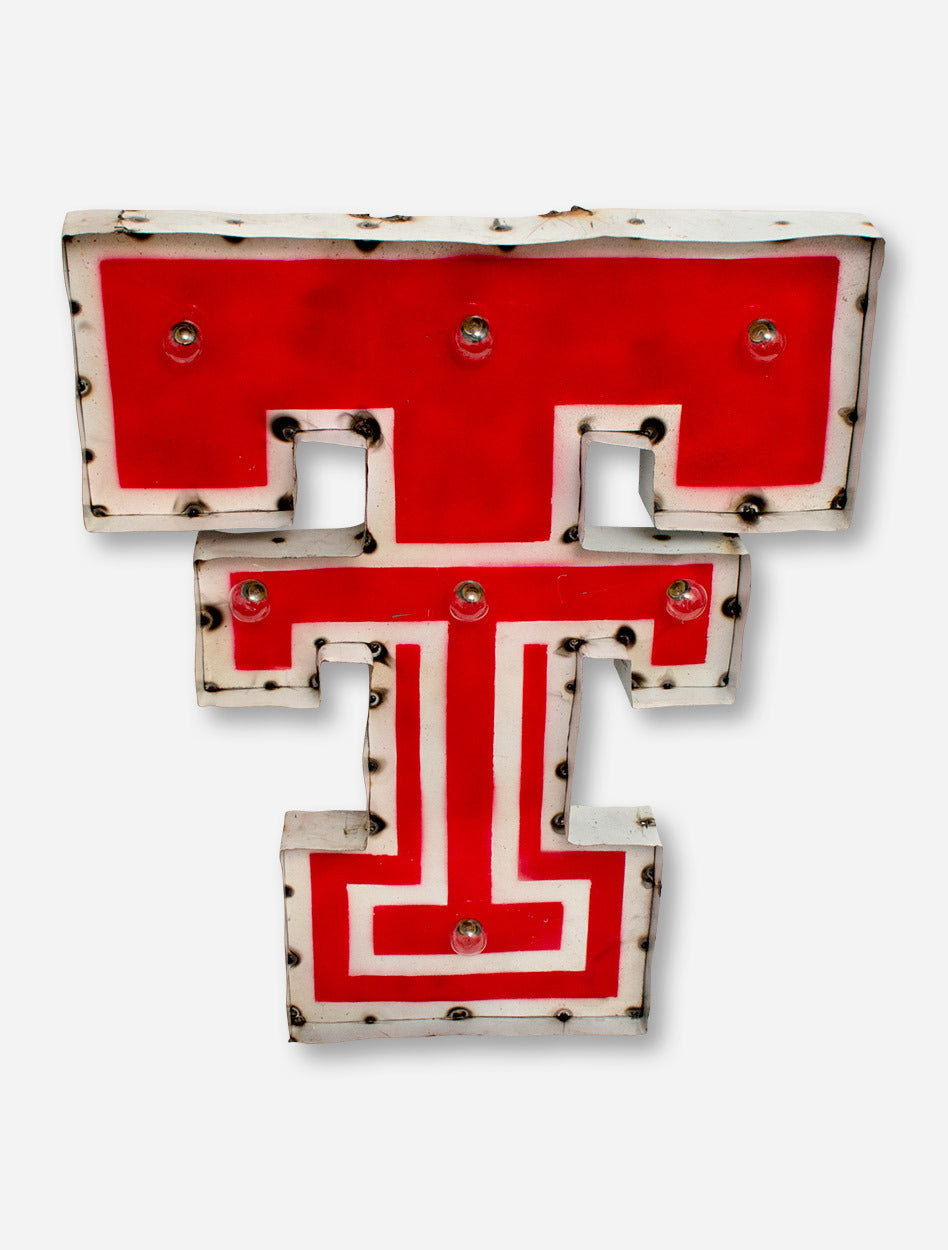 Texas Tech Double T Lighted Rustic Metal Sign