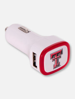 Texas Tech Double T on White Car Charger