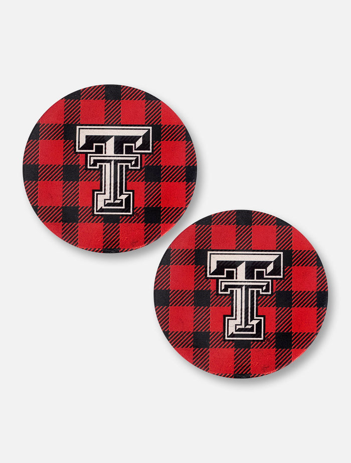 Texas Tech Red Raiders Plaid Car Coasters