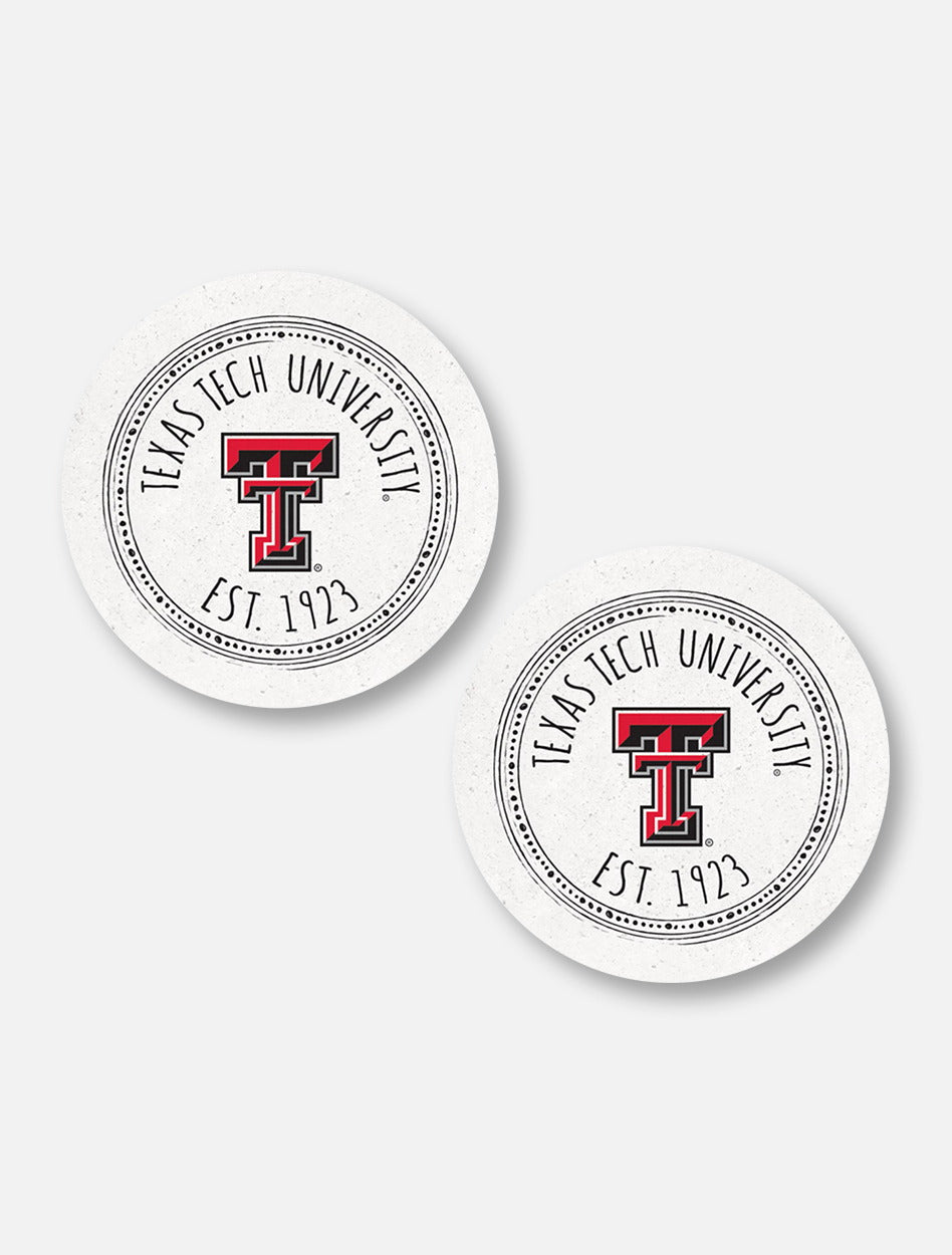 Texas Tech Red Raiders Double T Southern Pastime Car Coasters, Set Of Two
