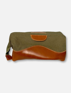 Texas Tech Red Raiders Double T Olive and Brown Canvas And Leather Toiletry Bag