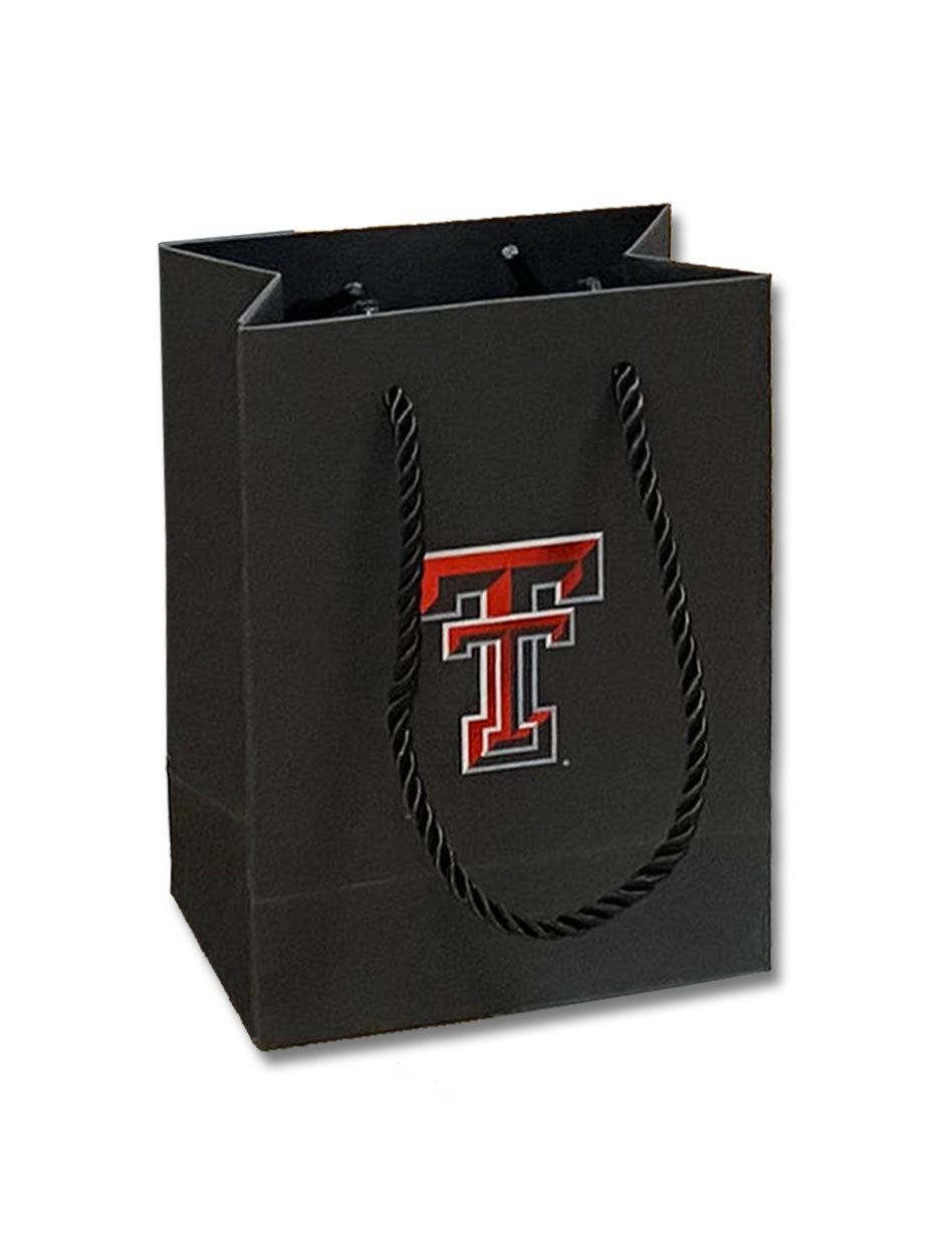Texas Tech Foil Double T Medium Matte Black Gift Bag
