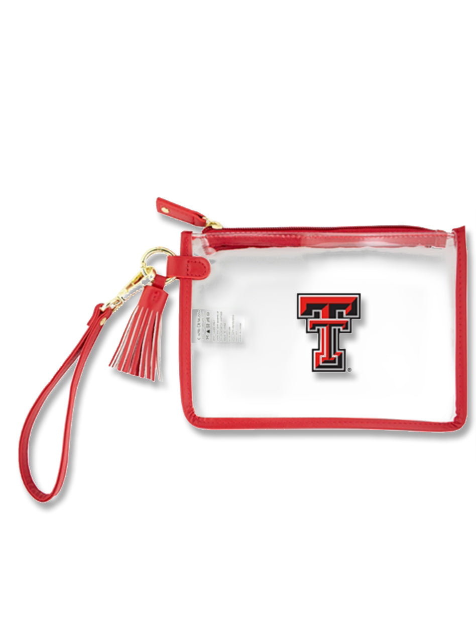 Texas Tech Double T Stadium Approved Clear and Red Wristlet