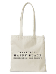 Texas Tech "Happy Place" Natural Canvas Tote Bag