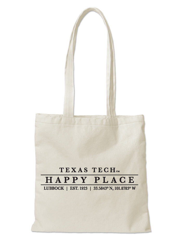 Texas Tech "Happy Place" Natural Canvas Tote Bag
