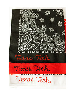 Texas Tech "Chain Stitch Script" White Bandana