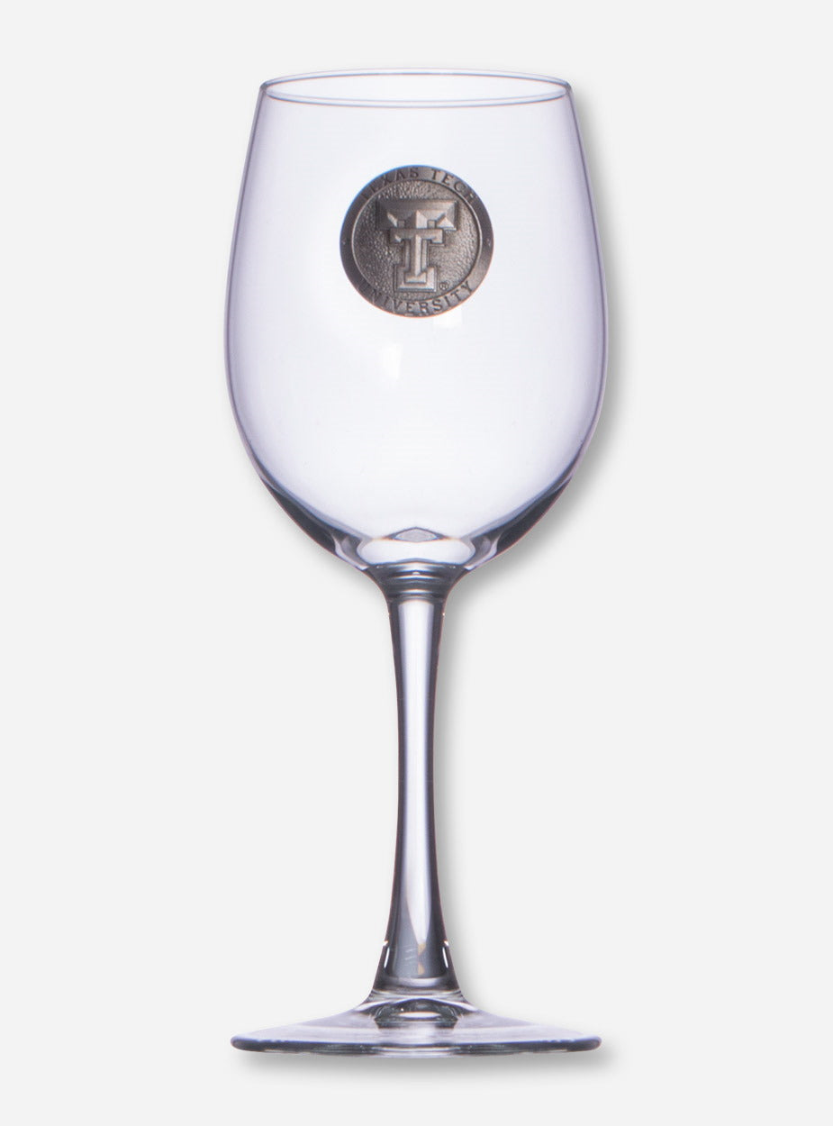 Texas Tech Heritage Pewter Double T Emblem on Wine Glass