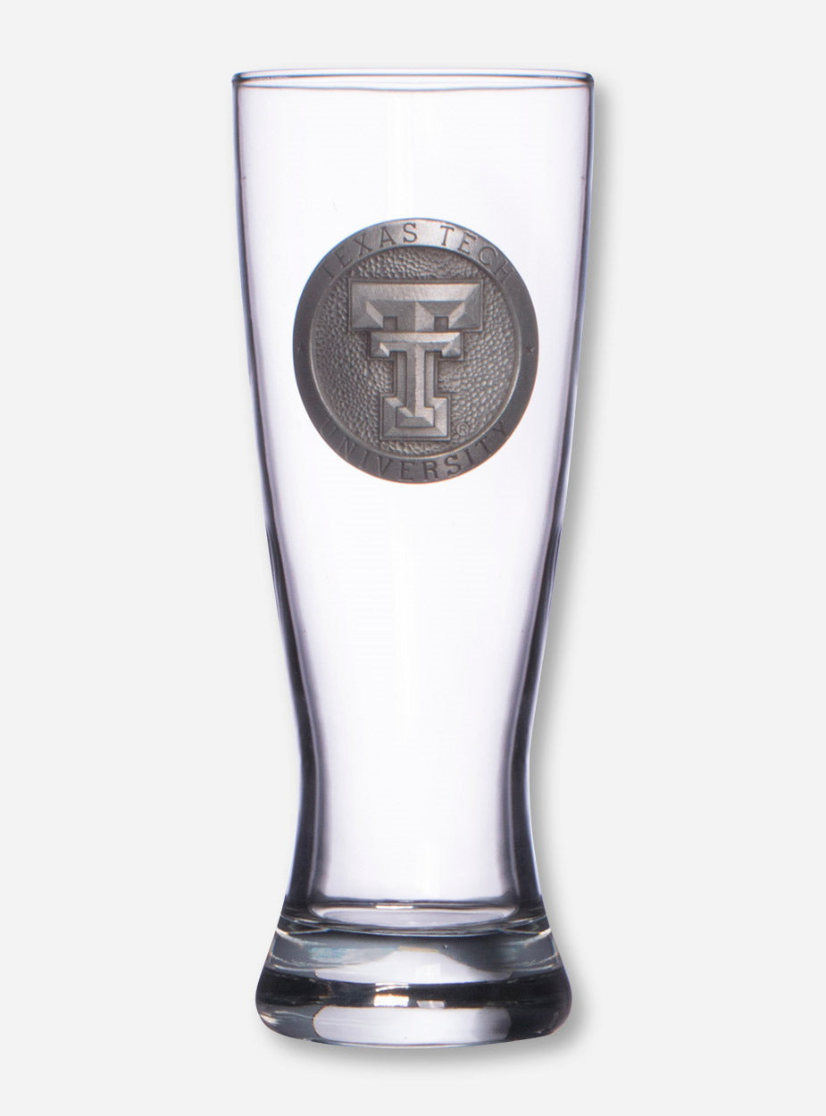Texas Tech Heritage Pewter Double T Emblem on Pilsner Glass