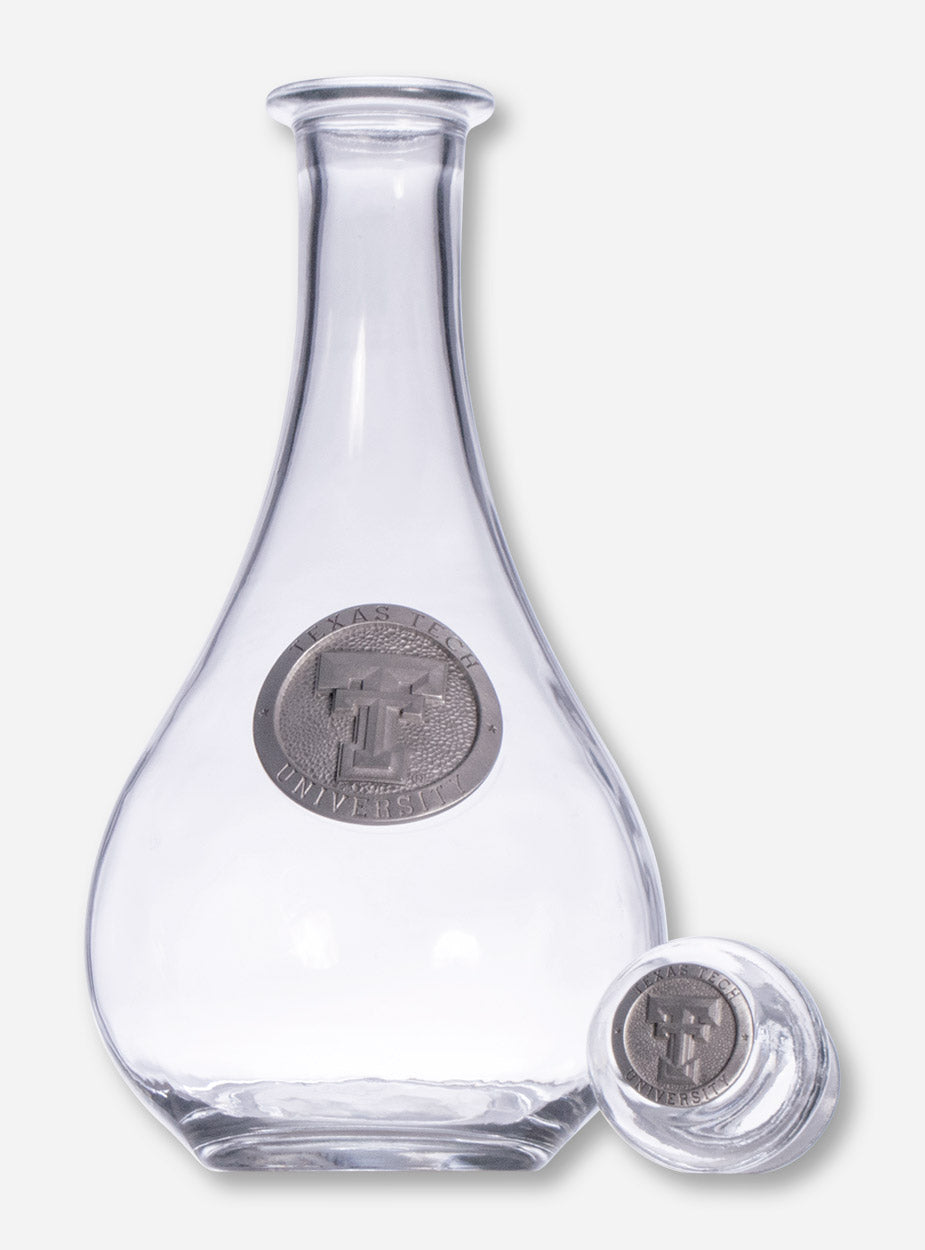 Texas Tech Double T Silver Emblem on Glass Decanter