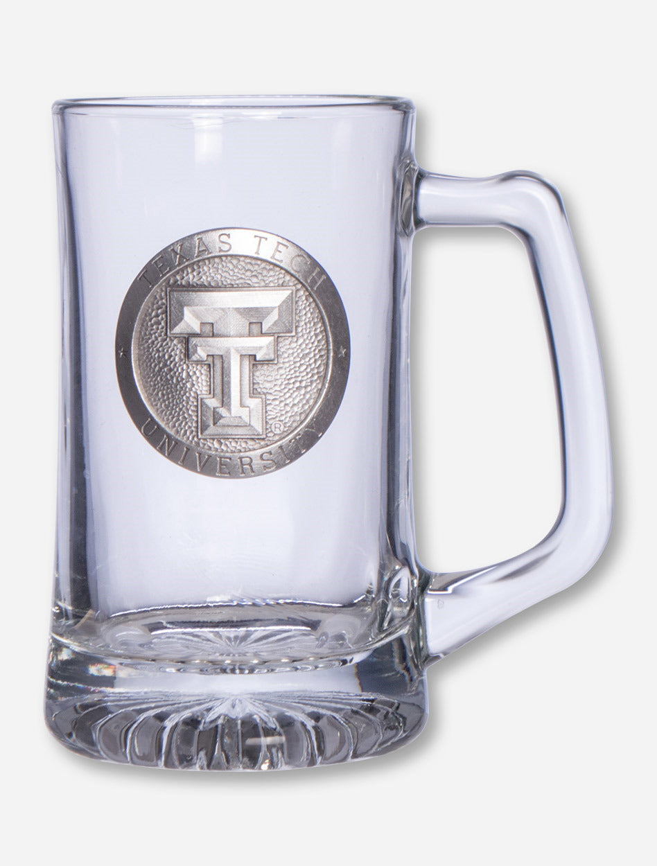 Texas Tech Double T Silver Emblem on Beer Stein