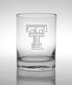 Texas Tech Red Raiders Etched Double T Double Old Fashioned Glassware