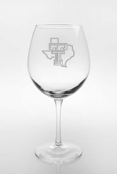 Texas Tech Red Raiders Pride Logo Etched on Ballon Wine Glass